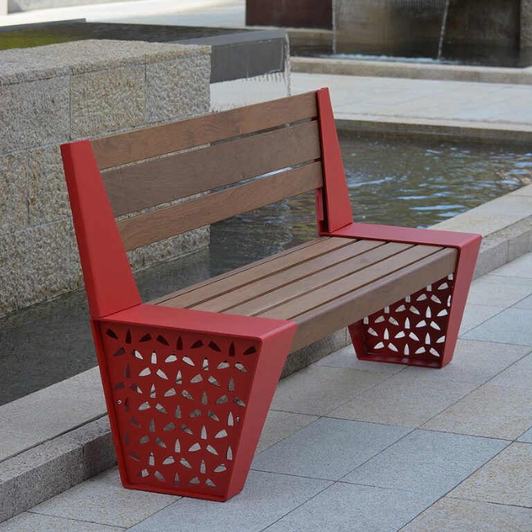 6' Long 'Xantho' Bench, Laser Cut Steel Ends with Powder Coat Finish